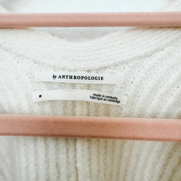 Anthropologie Rhea Bow-Front Crop Wool Blend Cardigan Sweater Ivory Size Medium - Picture 5 of 8